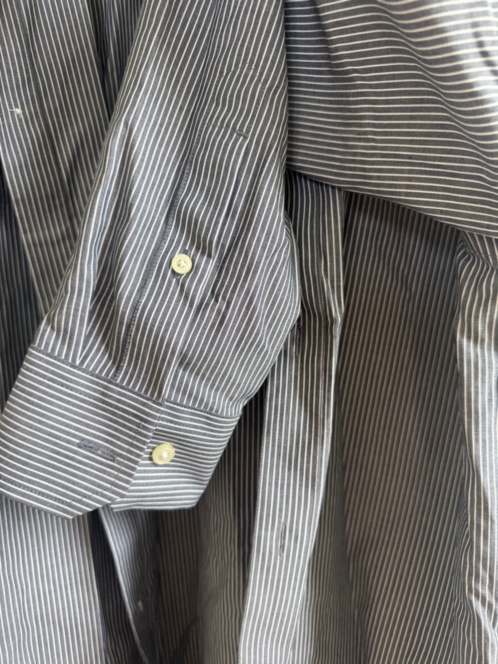 Banana Republic Navy and White Pinstripe Dress Shirt - Picture 4 of 7